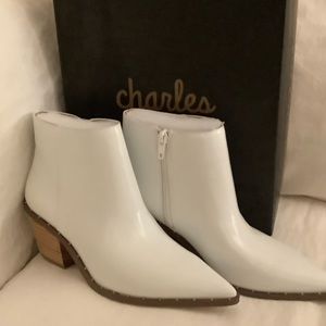 Charles David White Ankle Boots, Size 7.5